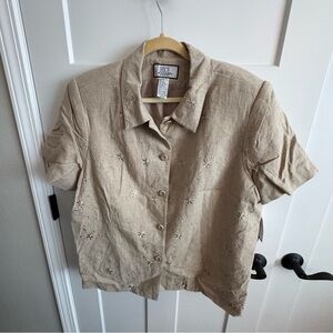 Bice by Sag Harbor women's oatmeal linen blend dress blazer in size 22W NWT